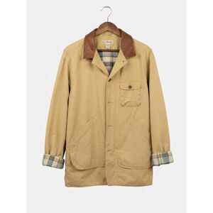 Vintage 90s Banana Republic Tan Field Jacket Brown Leather Collar Chore Coat